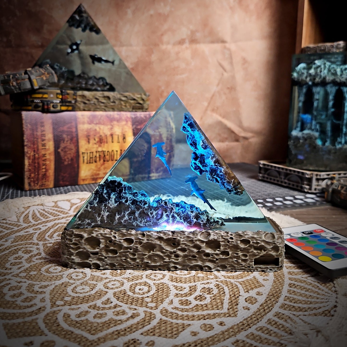 Ocean Shark Triangle Resin Lamp - handmade resin lamp