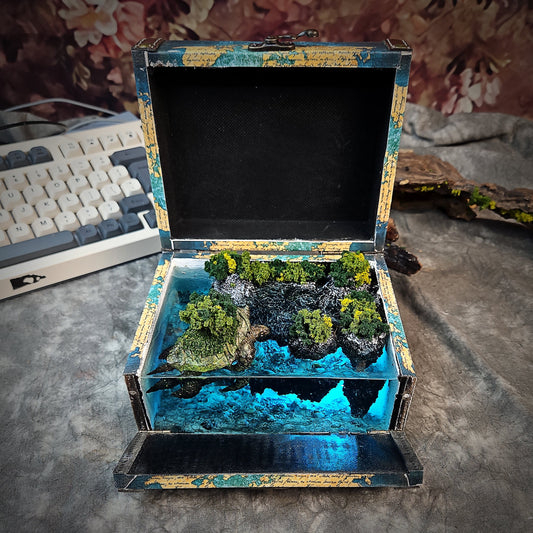 Map Turtle Light Box - handmade resin light box