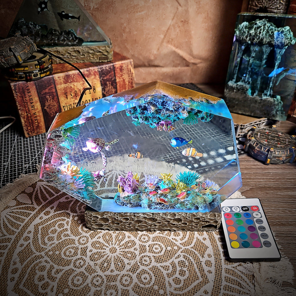 Nemo Hexagon Resin Lamp - handmade resin lamp