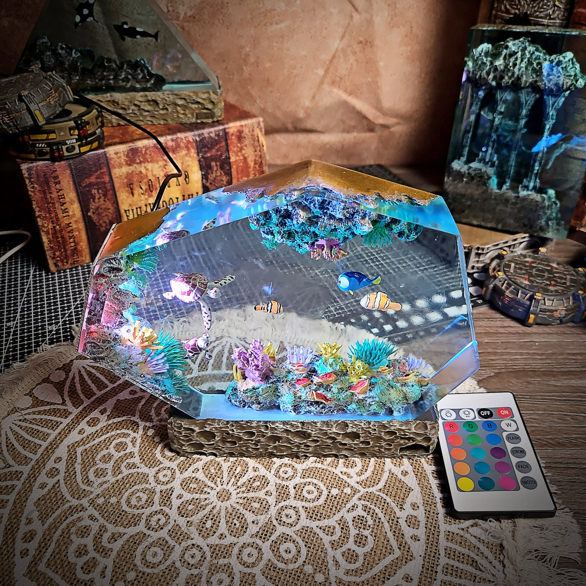 Nemo Hexagon Resin Lamp - handmade resin lamp