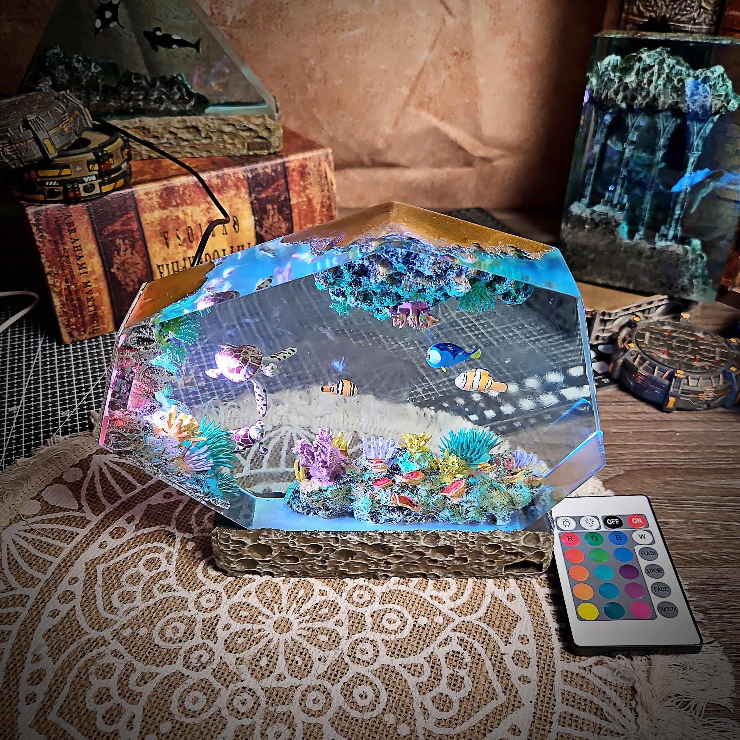 Nemo Hexagon Resin Lamp - handmade resin lamp