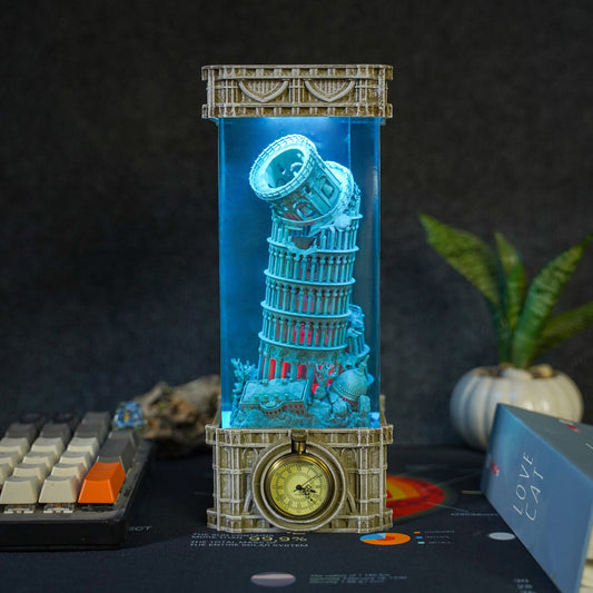Pisa Tower Clock Resin Lamp - handmade resin lamp