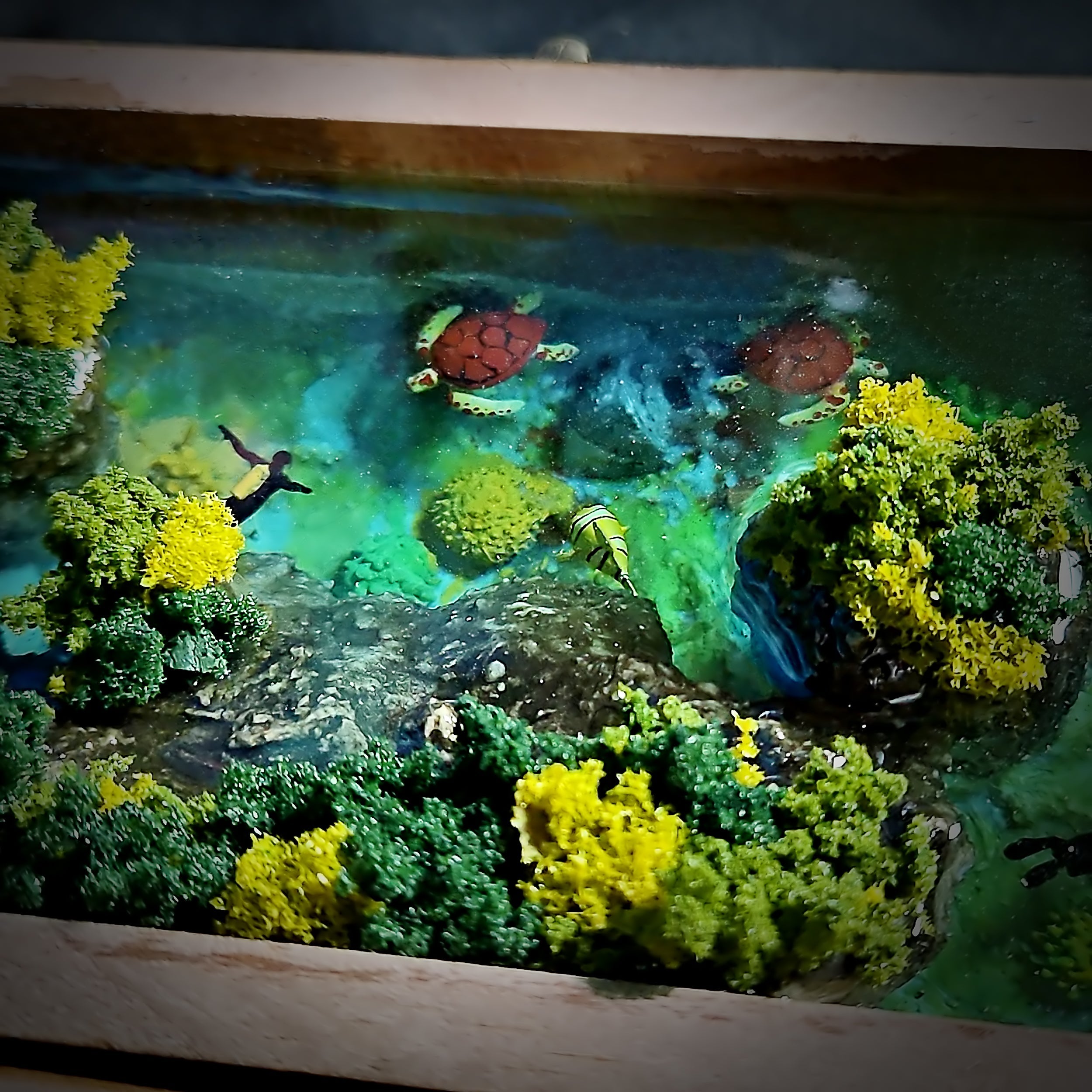 Vintage Coral Light Box - handmade resin light box