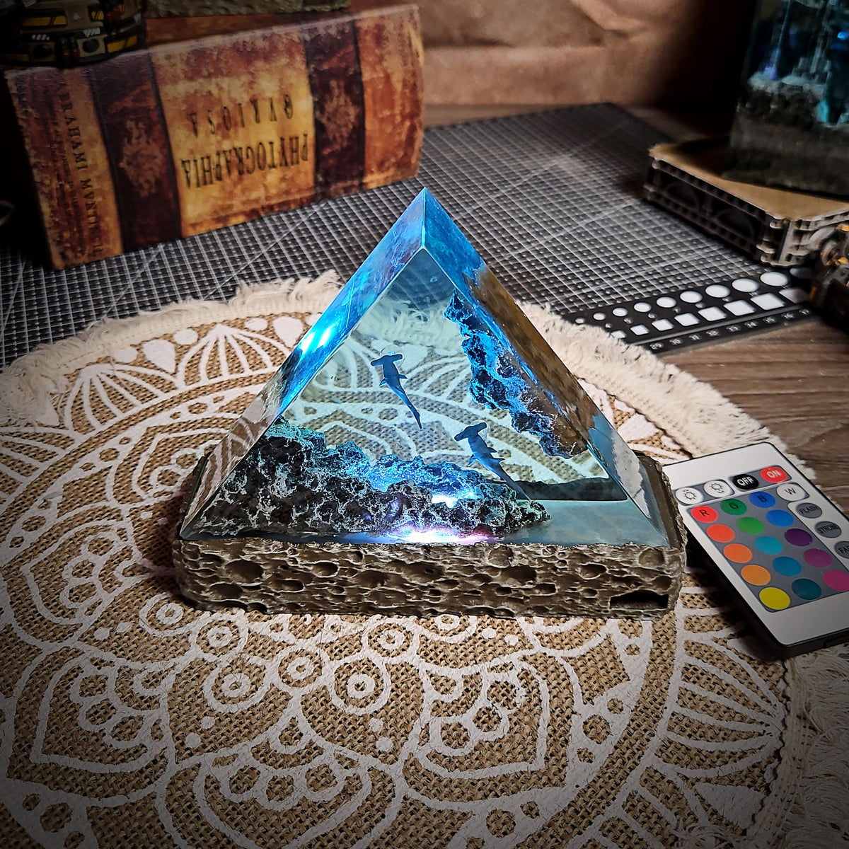 Ocean Shark Triangle Resin Lamp - handmade resin lamp