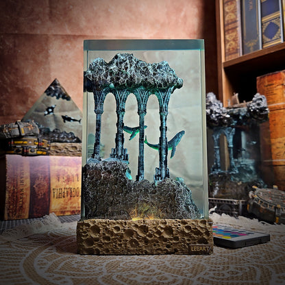 Ocean Whale Rectangle Resin Lamp - handmade resin lamp
