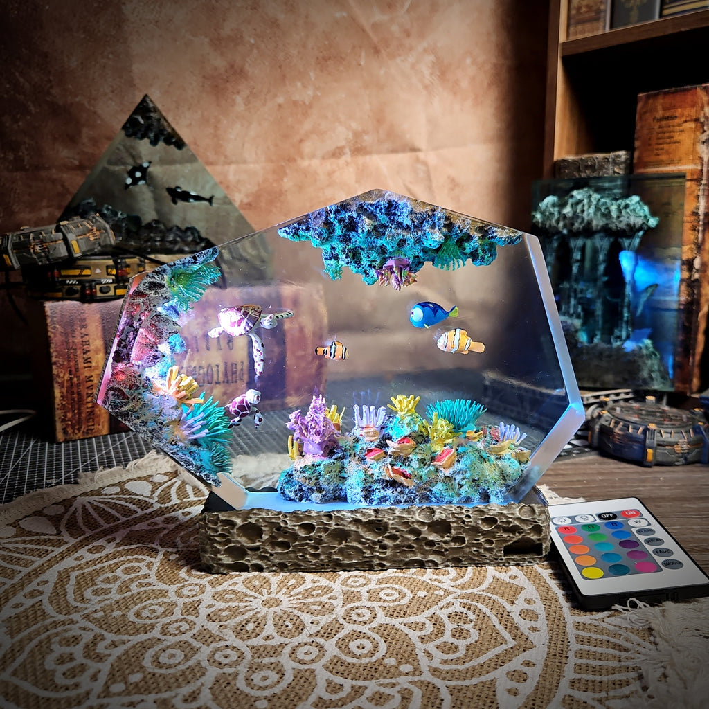 Nemo Hexagon Resin Lamp - handmade resin lamp