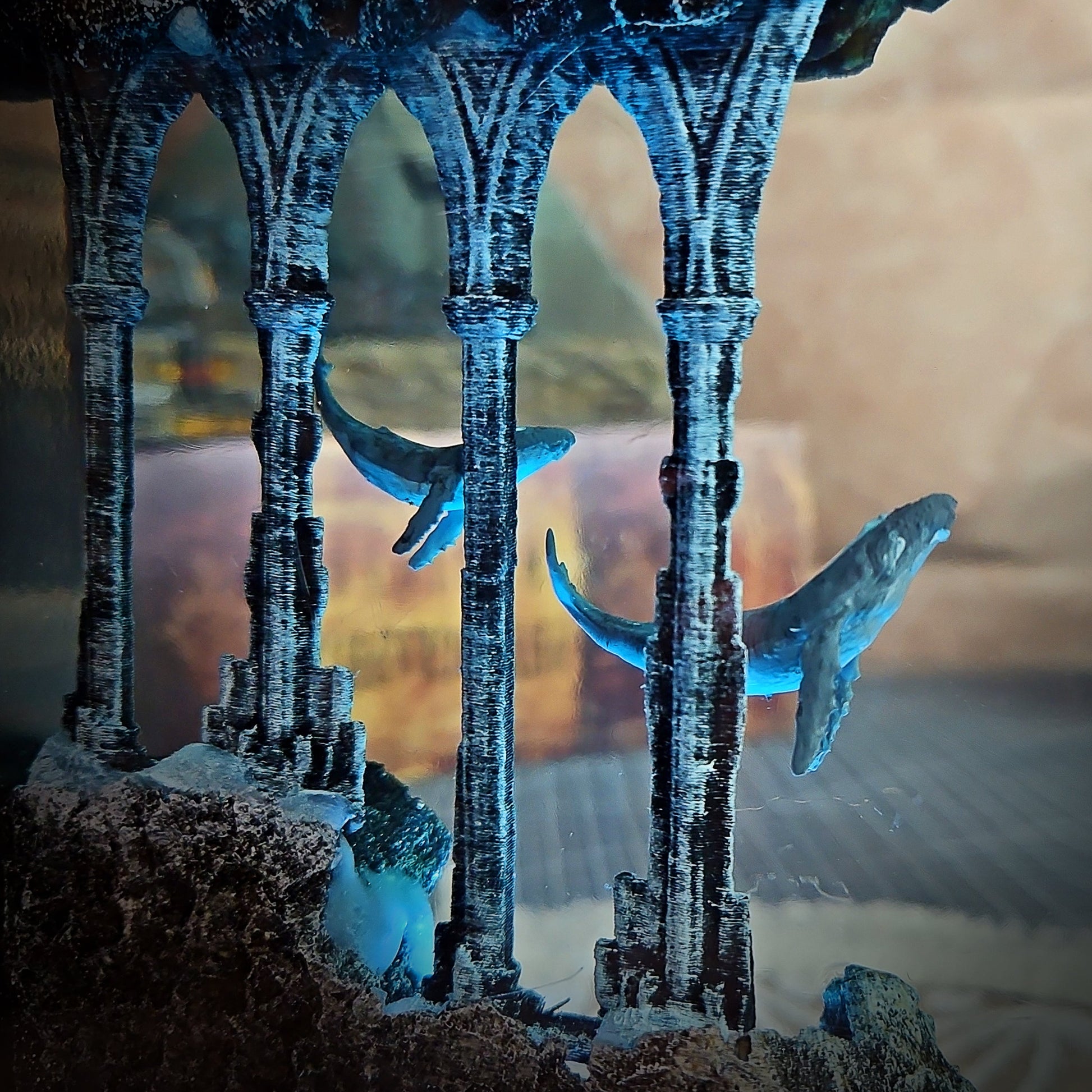 Ocean Whale Rectangle Resin Lamp - handmade resin lamp