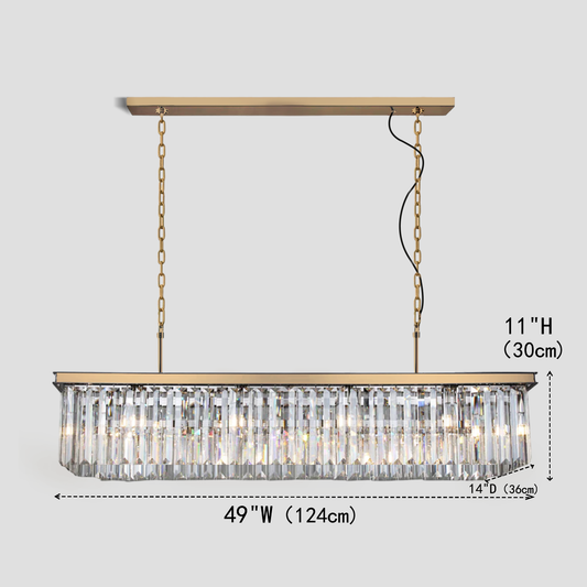 1920s Tedem Single-Tier Rectangular Crystal Rod Chandelier