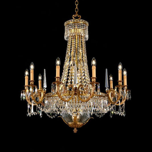 Classical 18 Light Brass&Crystal Glass Chandelier