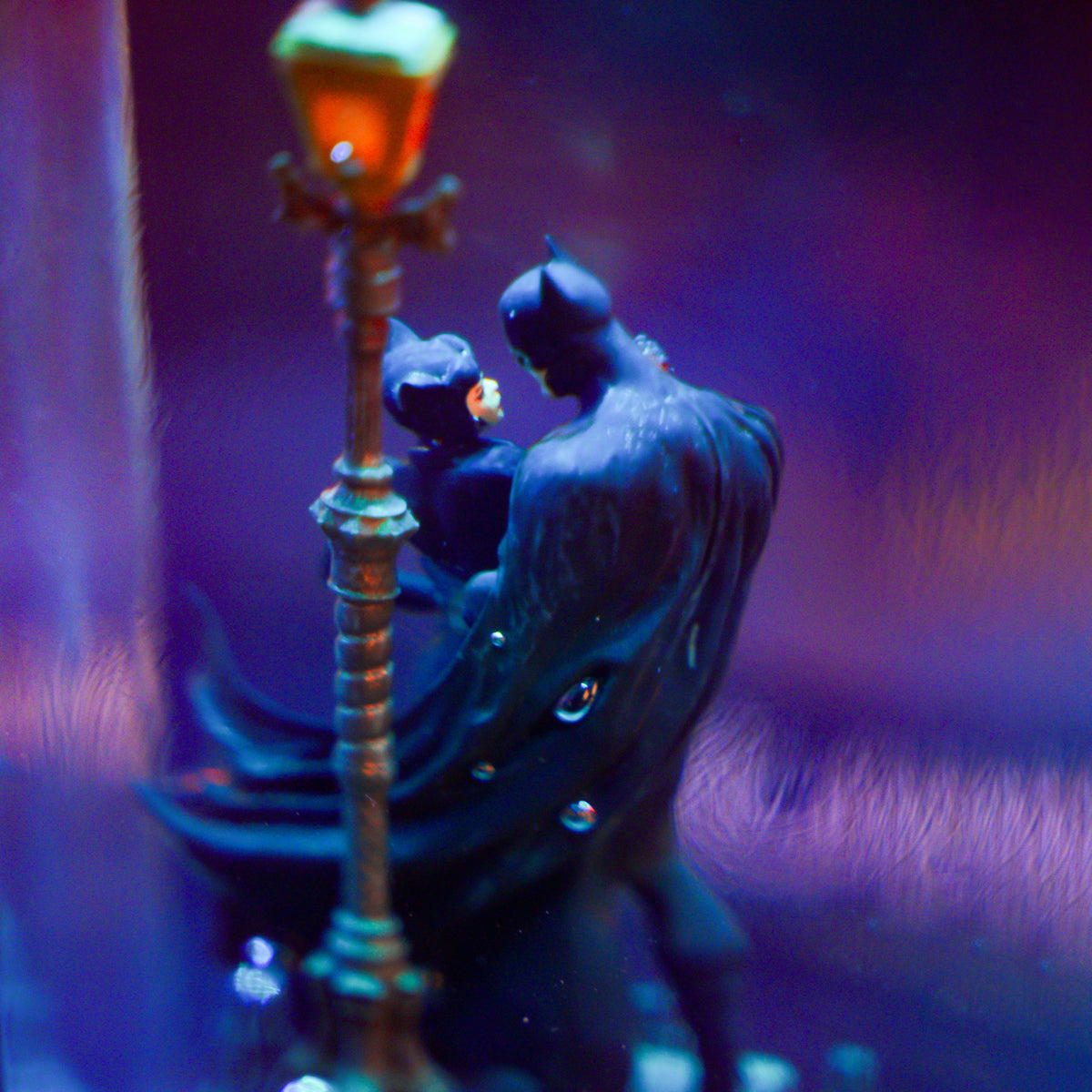 BATMAN & CATWOMAN RESIN LAMP - handmade resin lamp