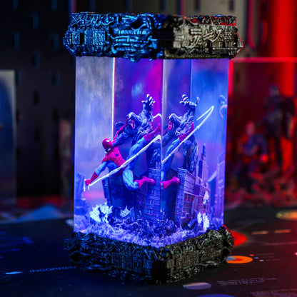 SPIDERMAN VS VENOM RESIN LAMP - handmade resin lamp