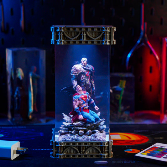 SUPERMAN VS ZOD RESIN LAMP - handmade resin lamp