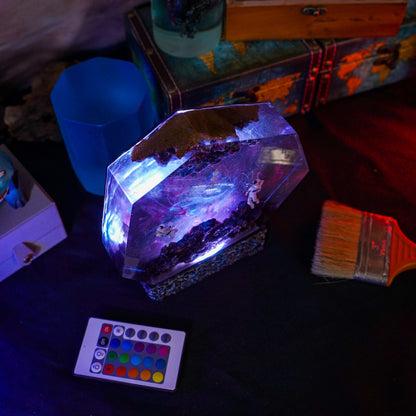 Galaxy Satellite Resin Lamp - handmade resin lamp