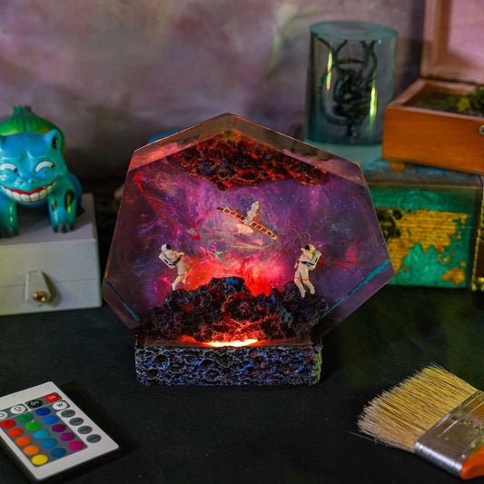 Galaxy Satellite Resin Lamp - handmade resin lamp
