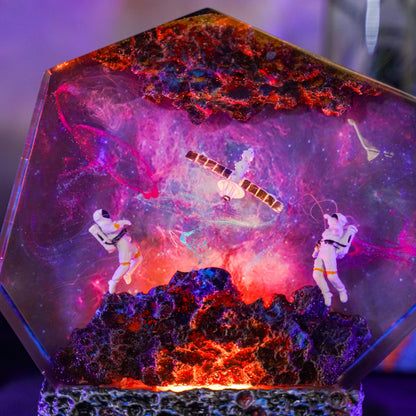 Galaxy Satellite Resin Lamp - handmade resin lamp