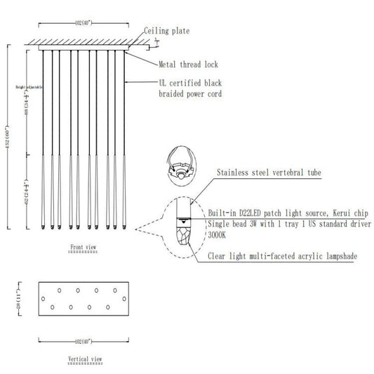 Felicia Modern Linear Chandelier 40''(Customized)