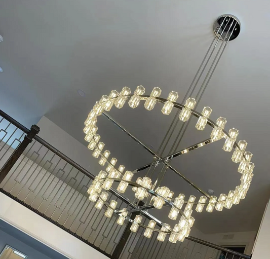 Felix Crystal Shades 2-Tier Round Chandelier 72"(Customized)