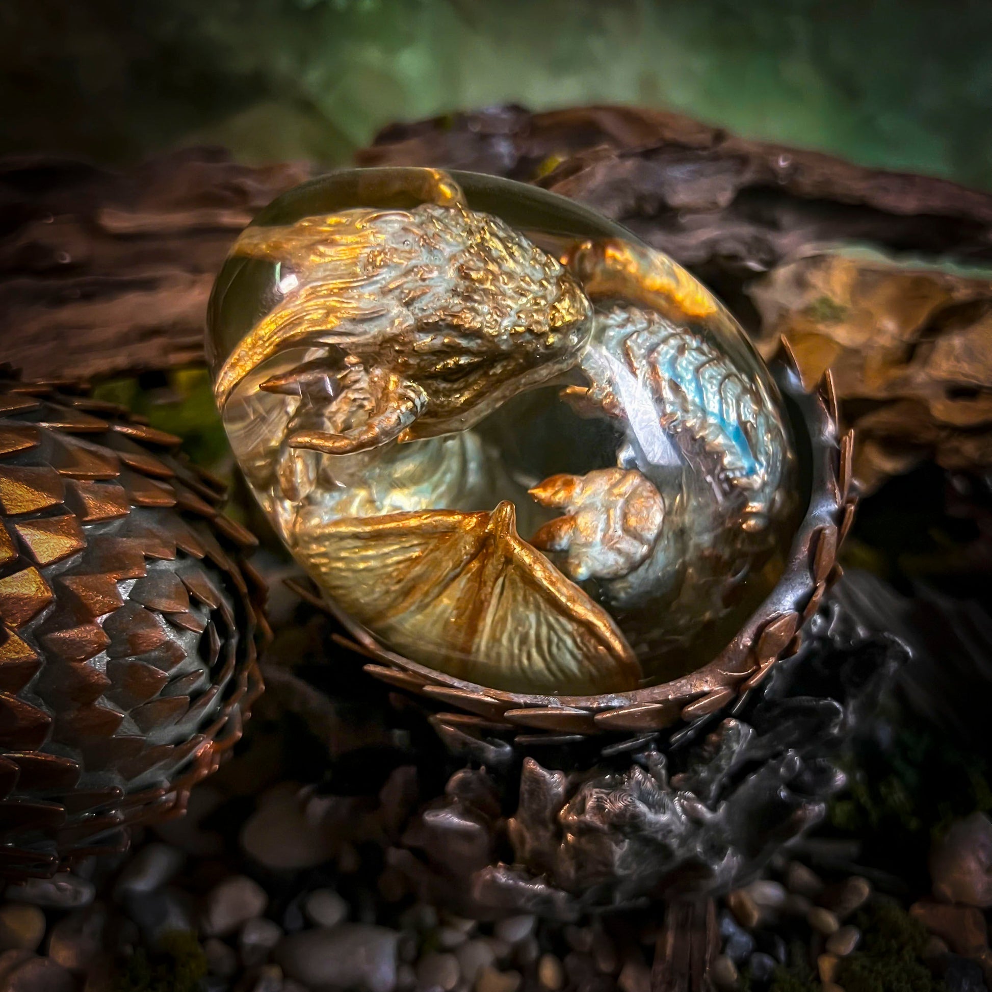 Fire Dragon Egg Lamp V1 - handmade resin lamp