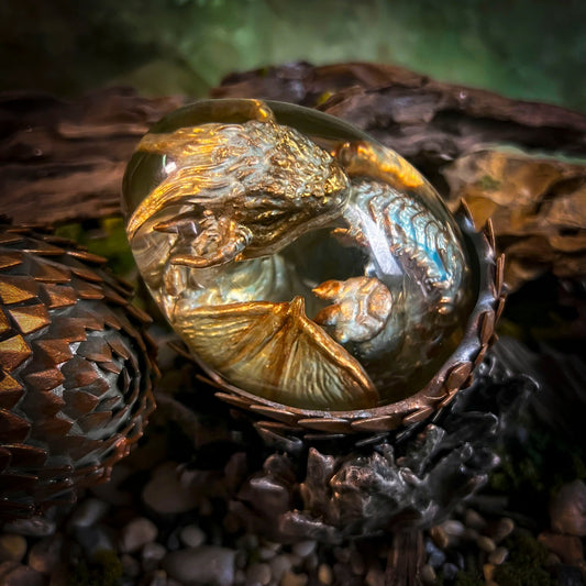 Fire Dragon Egg Lamp V1 - handmade resin lamp