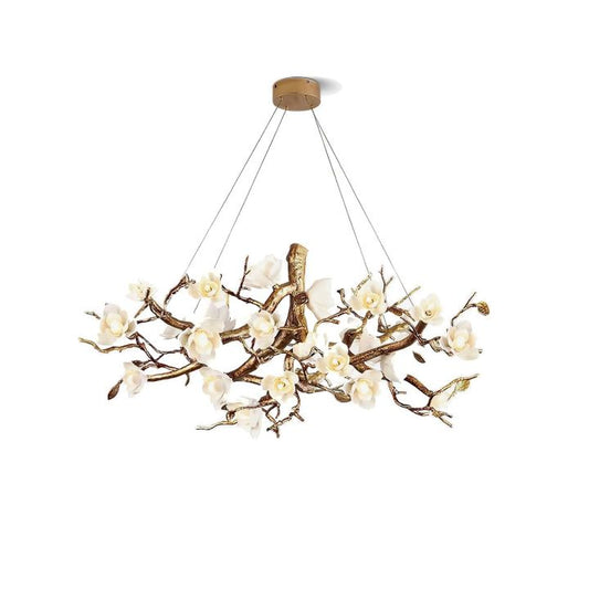 Flower Bloom Branch Brass Chandelier