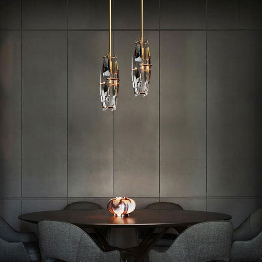 Frink Modern Faceted Smoke Crystal Pendant Light