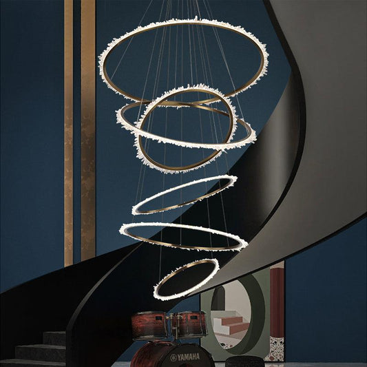 Gina Rock Crystal Multi Rings Chandelier For Staircase