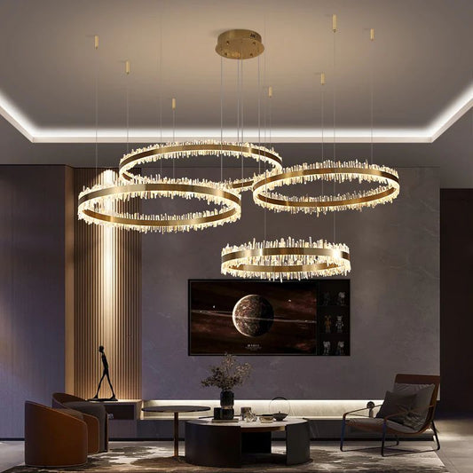 Gina Rock Crystal Rings Luxury Chandelier