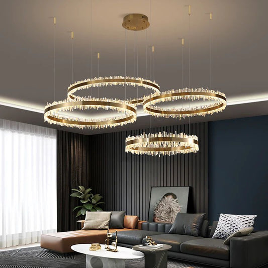 Gina Rock Crystal Rings Luxury Chandelier