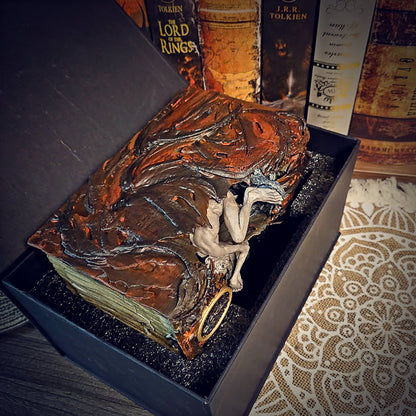 Gollum Book Nook - handmade resin lamp