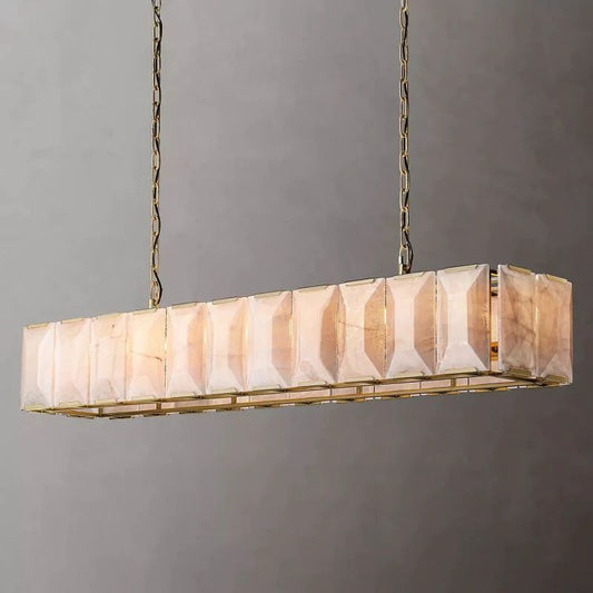 Harlou Alabaster Rectangular Chandelier 74"