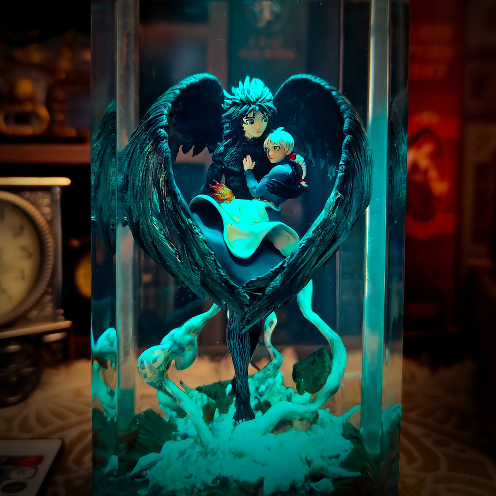 Howl & Sophie Ghibli Lamp - handmade resin lamp