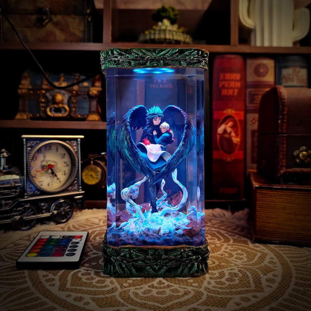 Howl & Sophie Ghibli Lamp - handmade resin lamp