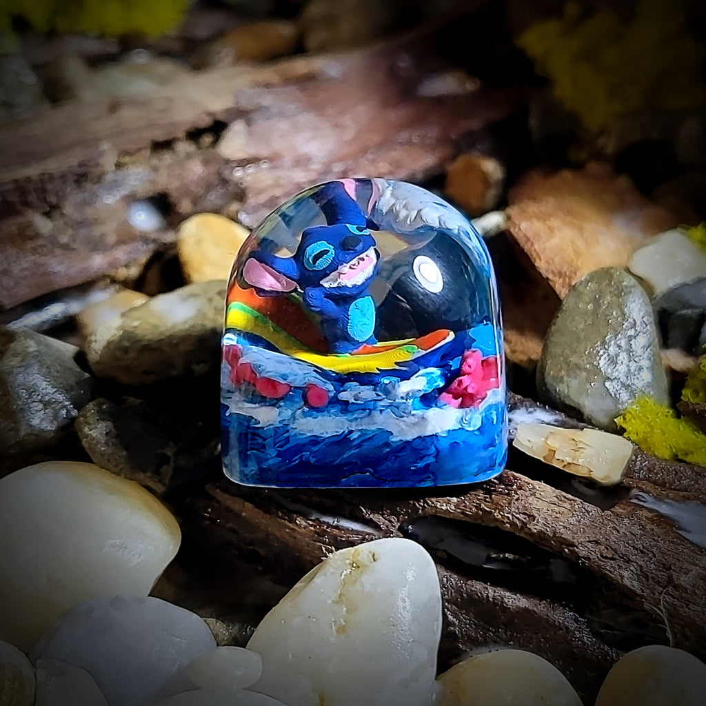 Stitch Surfing Dom Keycap - handmade resin keycap