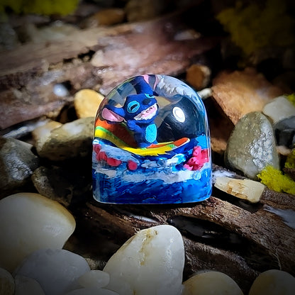 Stitch Surfing Dom Keycap - handmade resin keycap