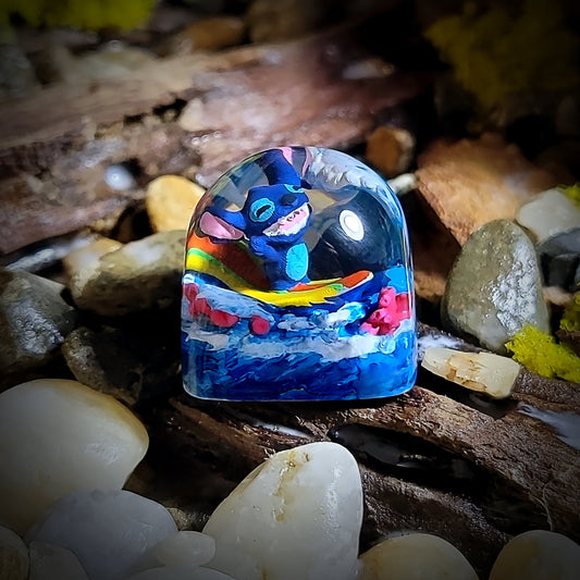Stitch Surfing Dom Keycap - handmade resin keycap