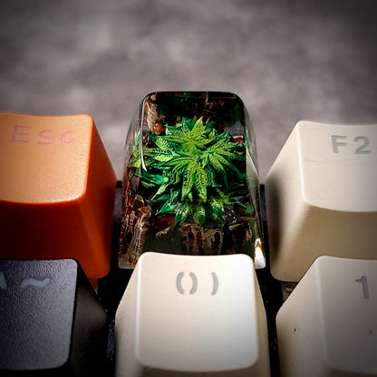 Cannabis Keycap - handmade resin keycap