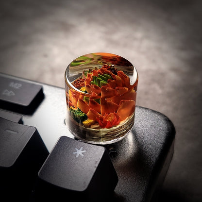 Succulent Bloom Keycap - handmade resin keycap