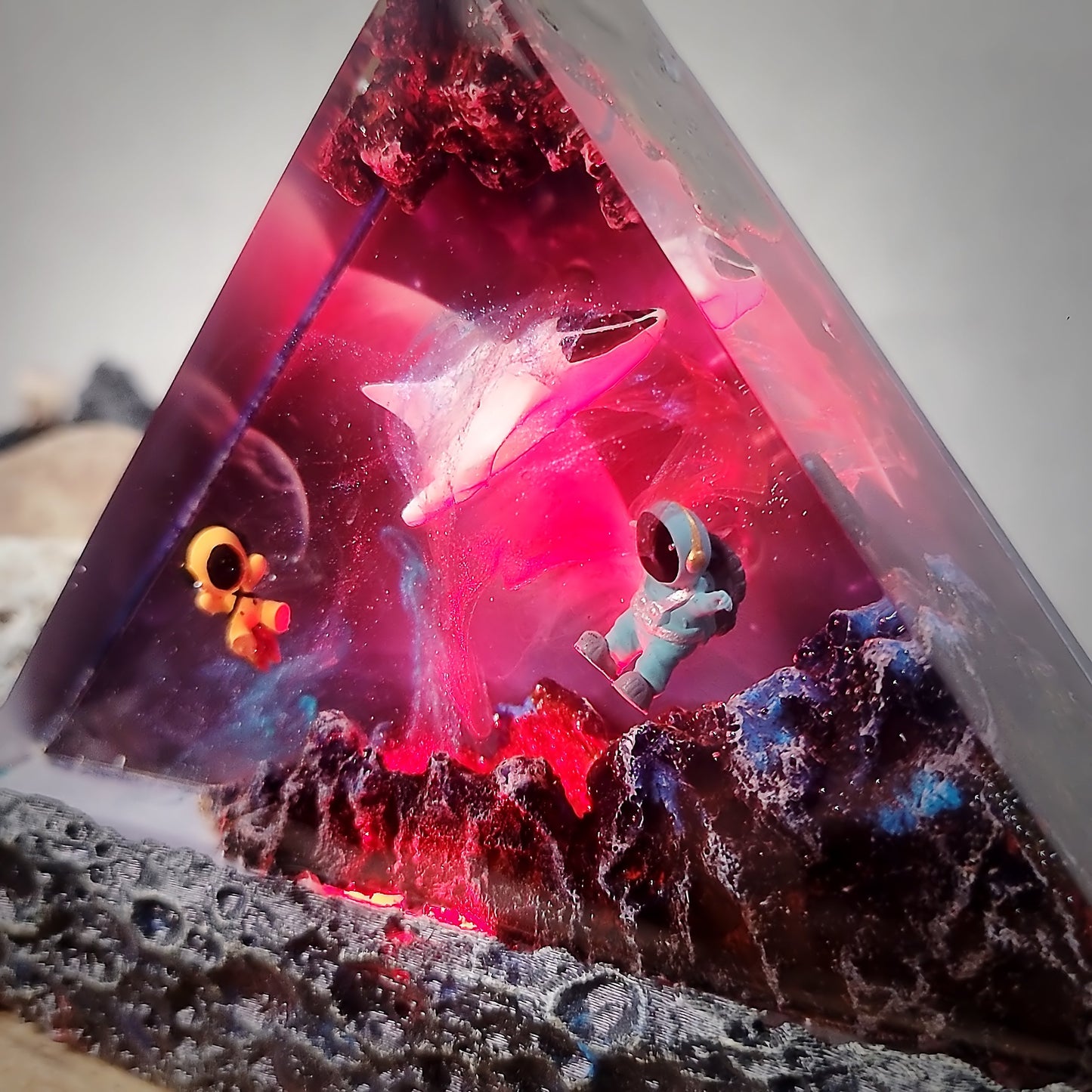 Galaxy Chibi Triangle Resin Lamp - handmade resin lamp