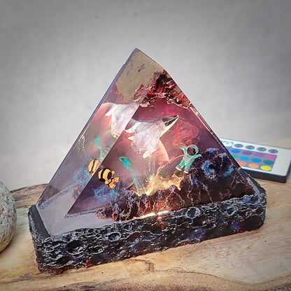 Galaxy Chibi Triangle Resin Lamp - handmade resin lamp