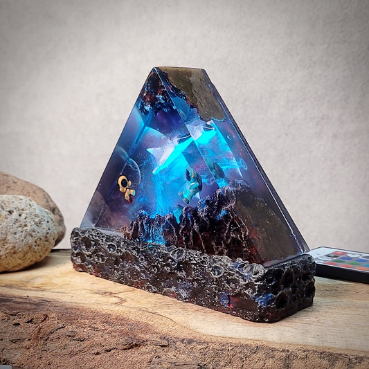 Galaxy Chibi Triangle Resin Lamp - handmade resin lamp