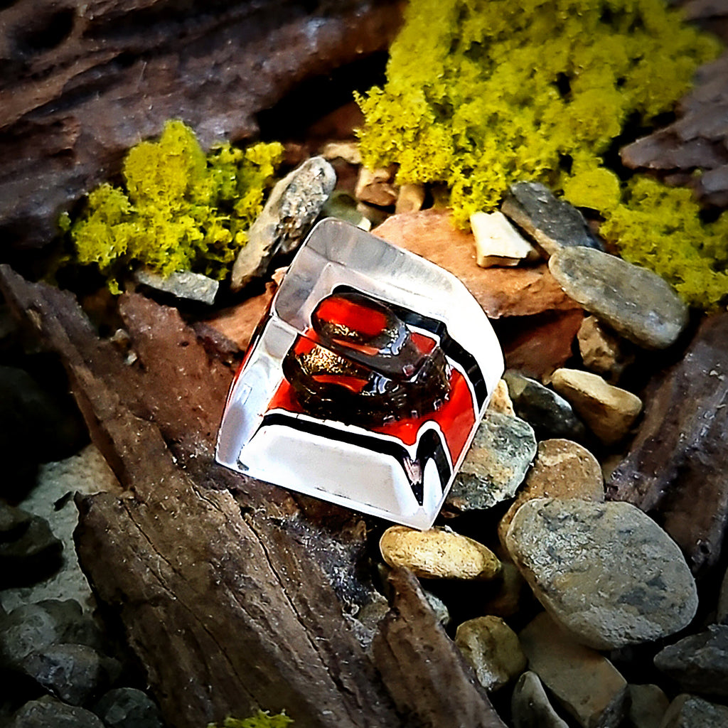 N7 MU Keycaps - handmade resin keycap side view