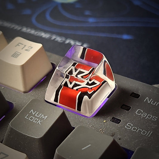 N7 Logo Keycaps - handmade resin keycap detail