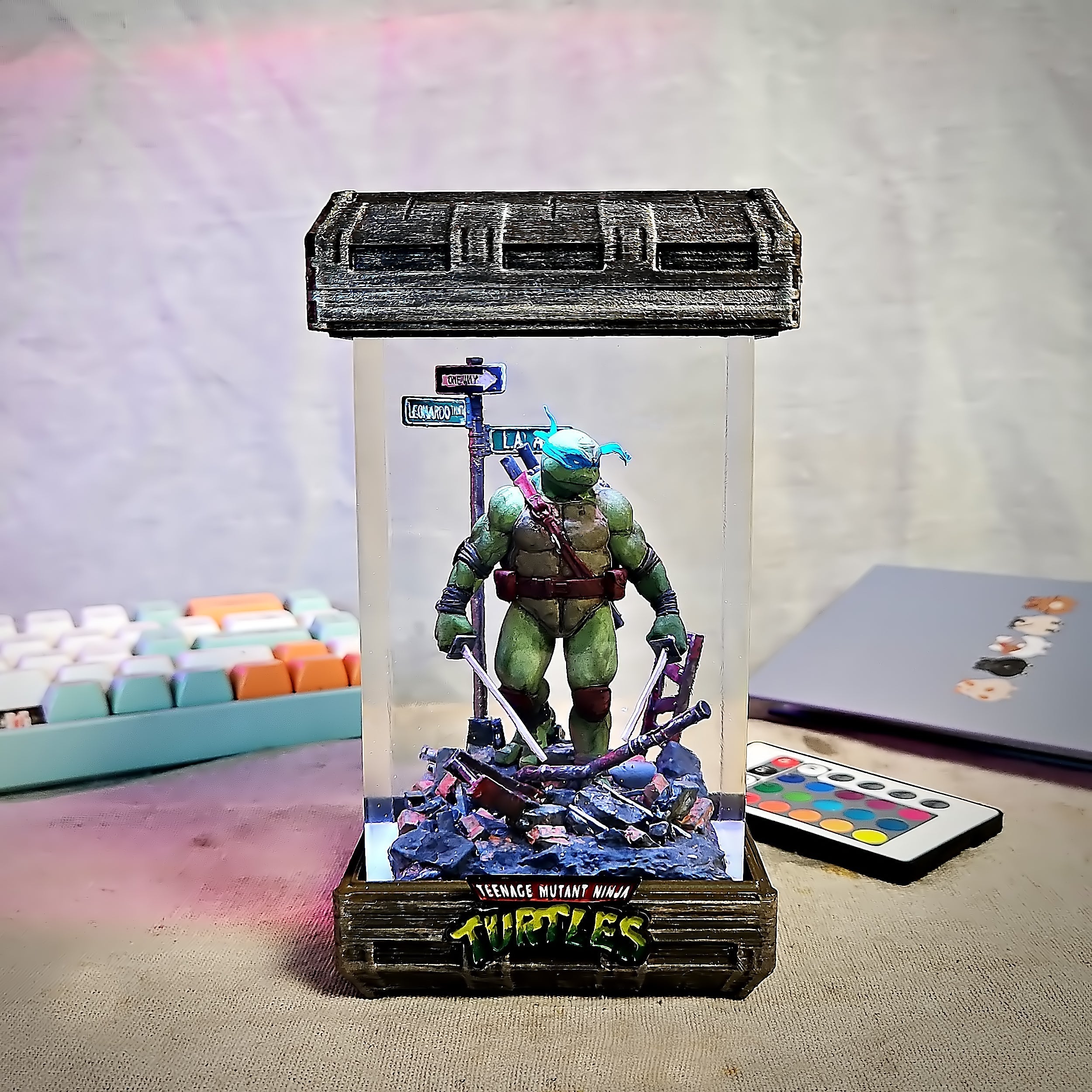 Leonardo Blue Ninja Turtle Resin Lamp - handmade resin lamp