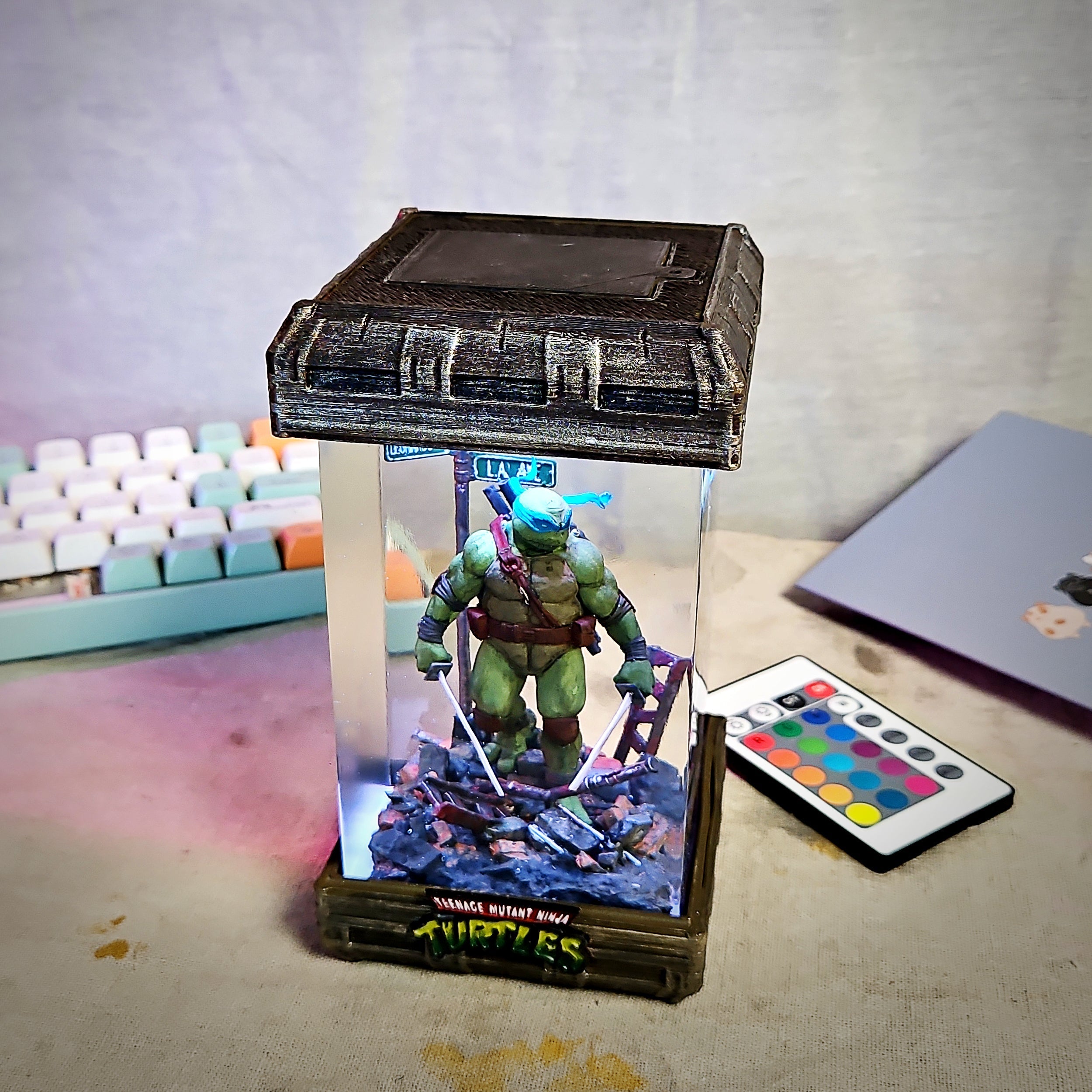 Leonardo Blue Ninja Turtle Resin Lamp - handmade resin lamp