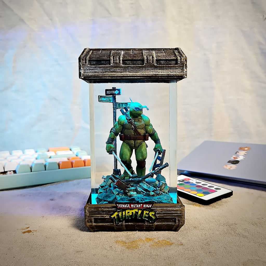 Leonardo Blue Ninja Turtle Resin Lamp - handmade resin lamp