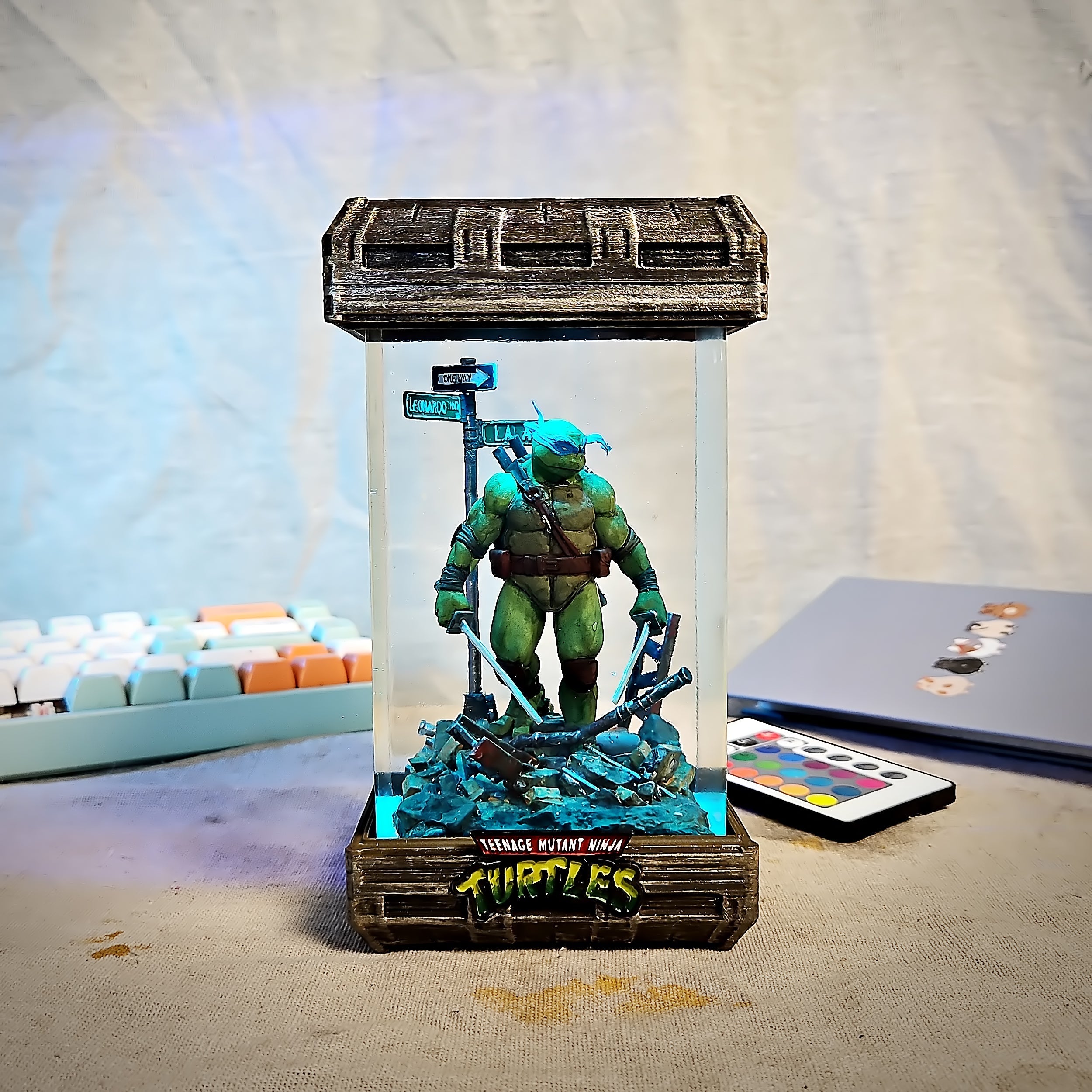 Leonardo Blue Ninja Turtle Resin Lamp - handmade resin lamp