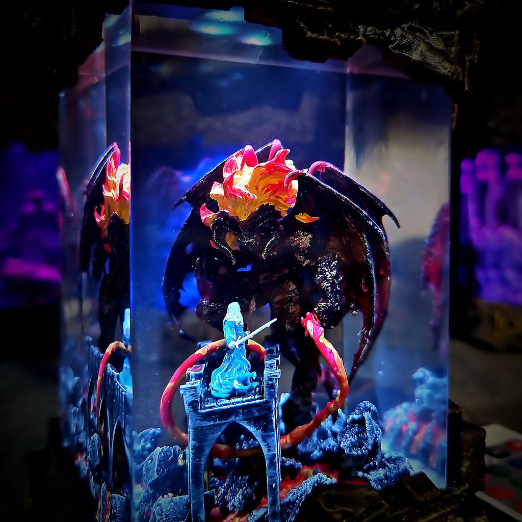 Balrog vs Gandalf - handmade resin lamp