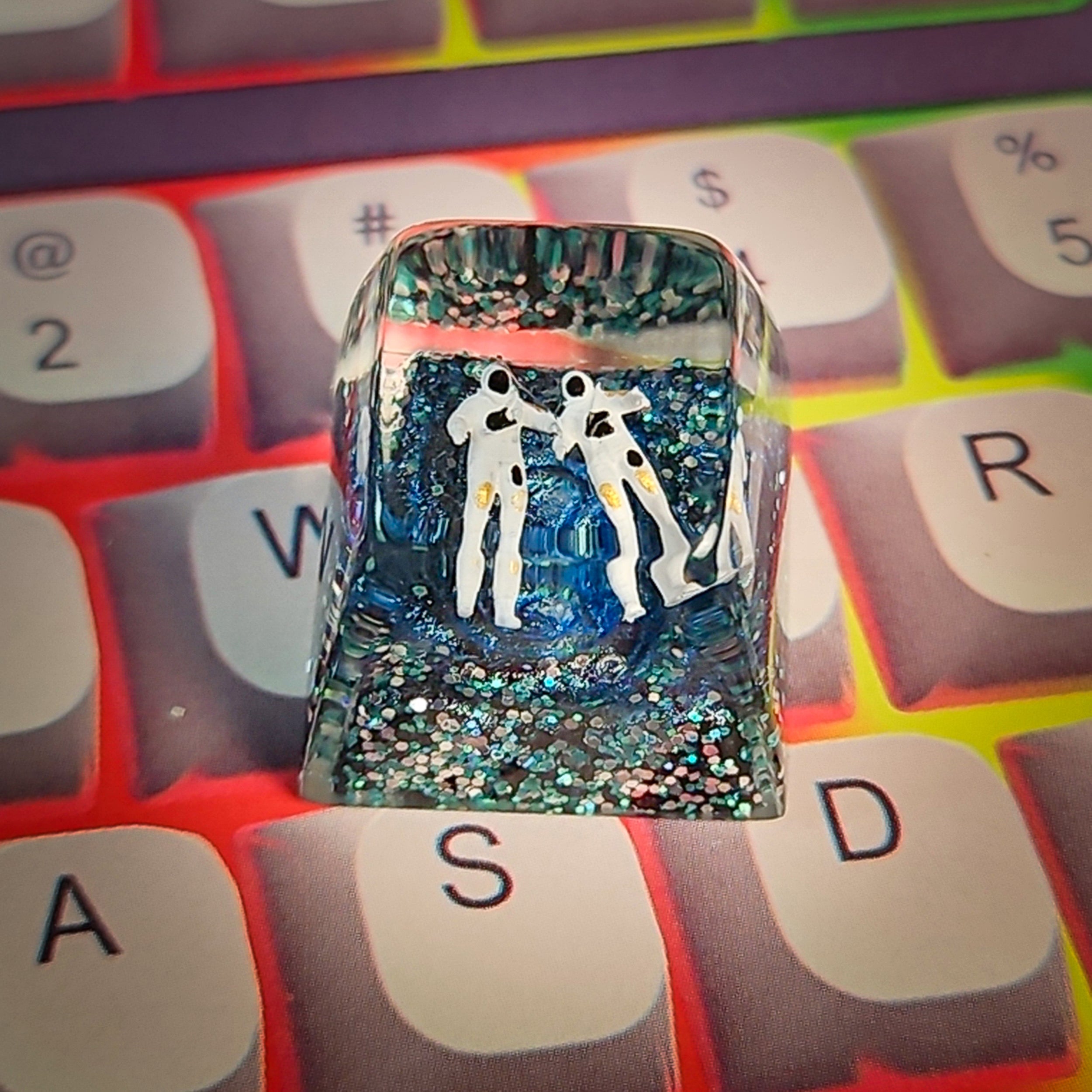 Astronaut Duo Series Keycap - handmade resin keycap