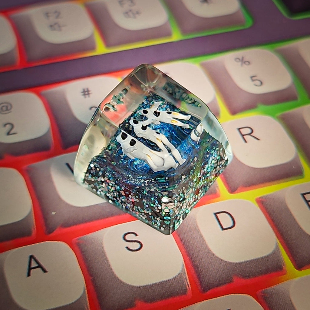 Astronaut Duo Series Keycap - handmade resin keycap