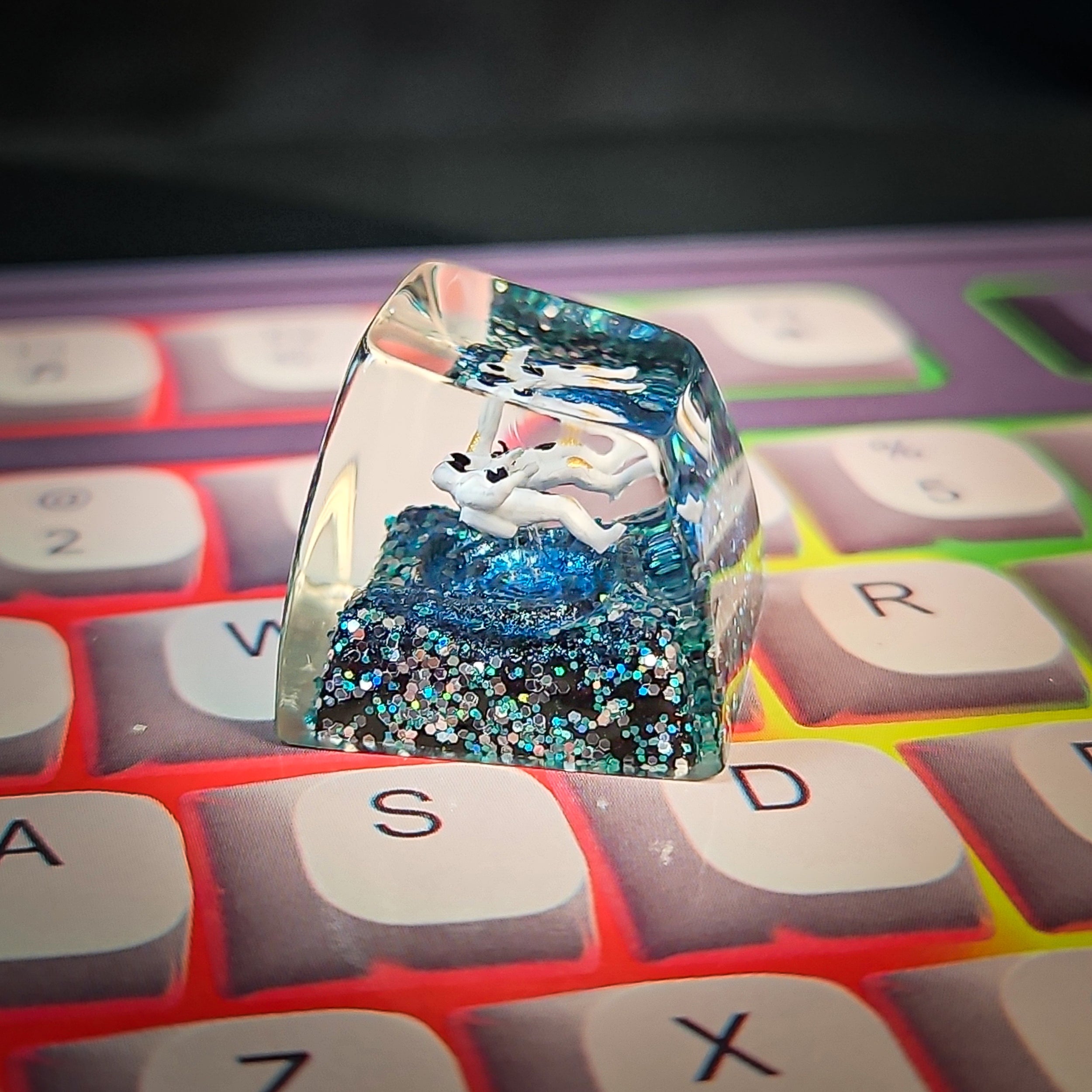 Astronaut Duo Series Keycap - handmade resin keycap
